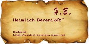 Heimlich Bereniké névjegykártya